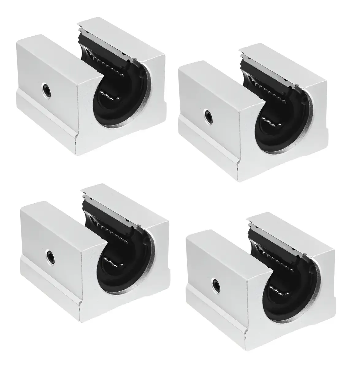 Kit 4 Pillow Block Aberto 16mm Sbr16uu Com Rolamento Linear