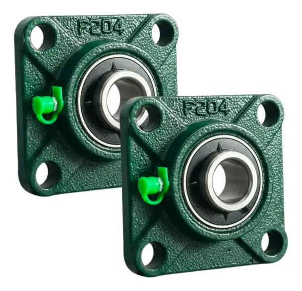 Kit 2x Ucf 204 Mancais Rolamento Eixo 20mm Flange Quadrado