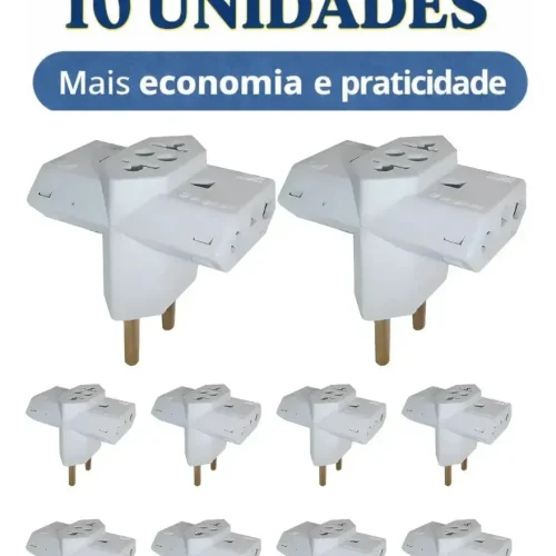 Kit 10 Adaptador Plugue De Tomada Benjamin T3 Saídas 10a/20a