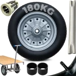 Kit Roda Completa Carrinho Carga Rolamento Eixo 1 Polegada Carriola 3,25×8 Montada Com Rolete Reforçada Aro Universal 8 Polegadas Carga Pesada Carrinho De Mão Plataforma Armazém Obra Construção