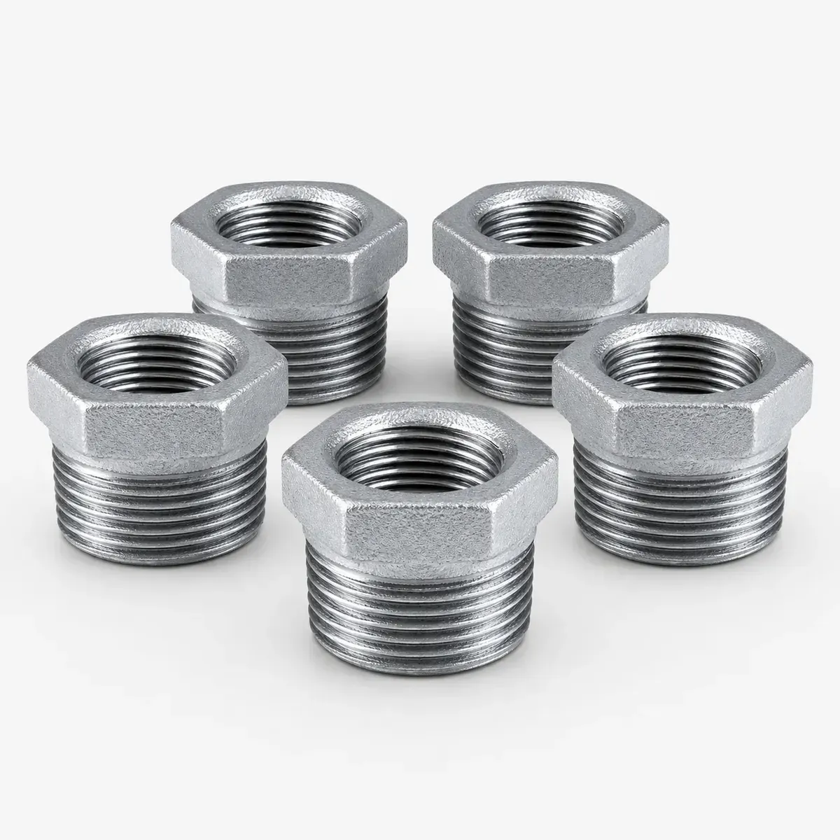 Kit Com 5 Bucha De Redução Galvanizada Rosca Bsp Femea Macho 1/2 X 1/4 - Center Chamas