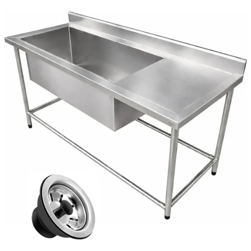 Pia Inox 130x60 Bancada Mesa Tanque Cuba Grande 90x45x40