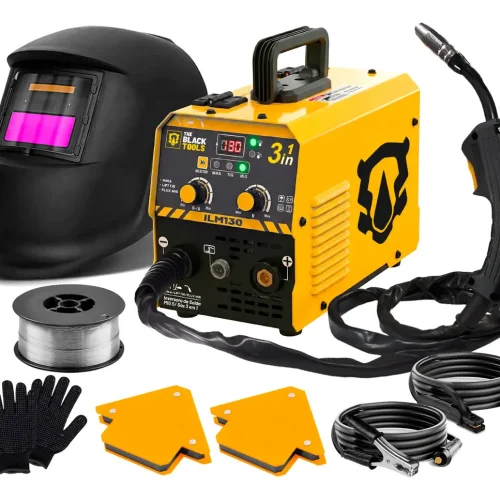 Máquina Inversora De Solda 3 Em 1 Sem Gás 130a Mma Tig Mig Com Máscara Esquadros E Acessórios The Black Tools