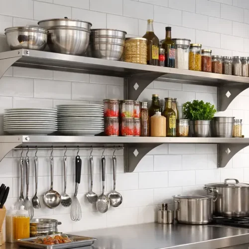 Prateleira Inox 120x30 C/ 4 Suportes Reforçada