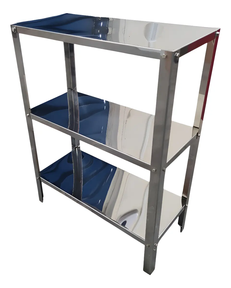 Estante Aço Inox Nc 60x27cm 3 Prateleiras 80cm Altura