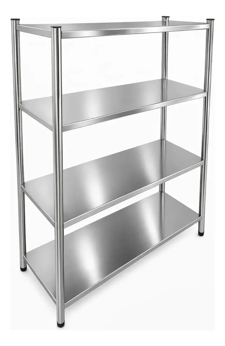 Prateleira Estante Inox 90x40x150cm Industrial 4 Niveis Inox Cor Cinza