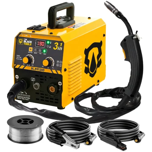 Máquina De Solda Inversora Mig 130a Sem Gás 3 Em 1 Tig Lift Mma Eletrodo Com Acessórios ILM130 Prime Mig The Black Tools