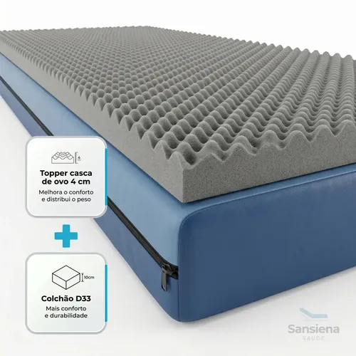 Kit Colchão Hospitalar D33 + Casca de Ovo Antiescaras Sansiena Solteiro