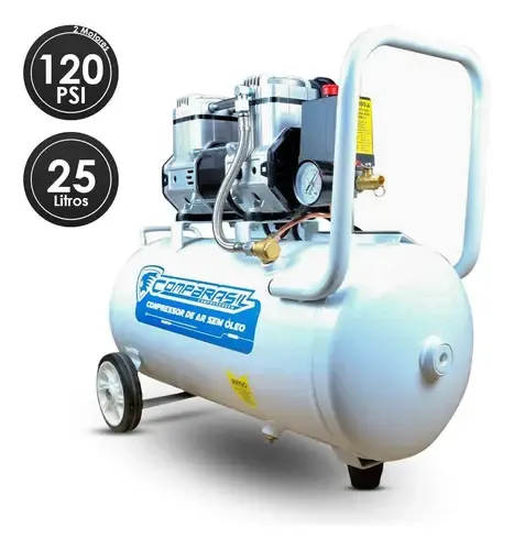 Compressor Odontológico 25 L Isento de Óleo 120 PSI CompBrasil