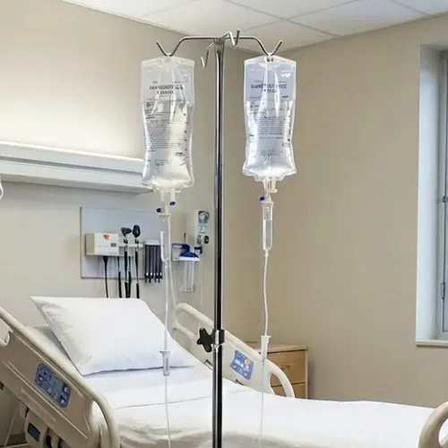 Suporte de Soro em Inox com Rodízios e Manípulo Borboleta
