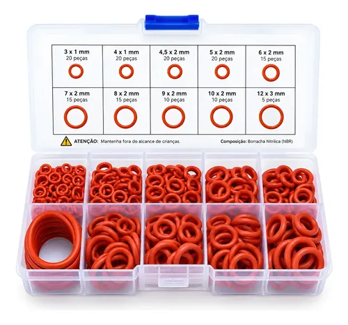 Kit 351 Anéis O-Ring de Silicone 10 Medidas com Estojo